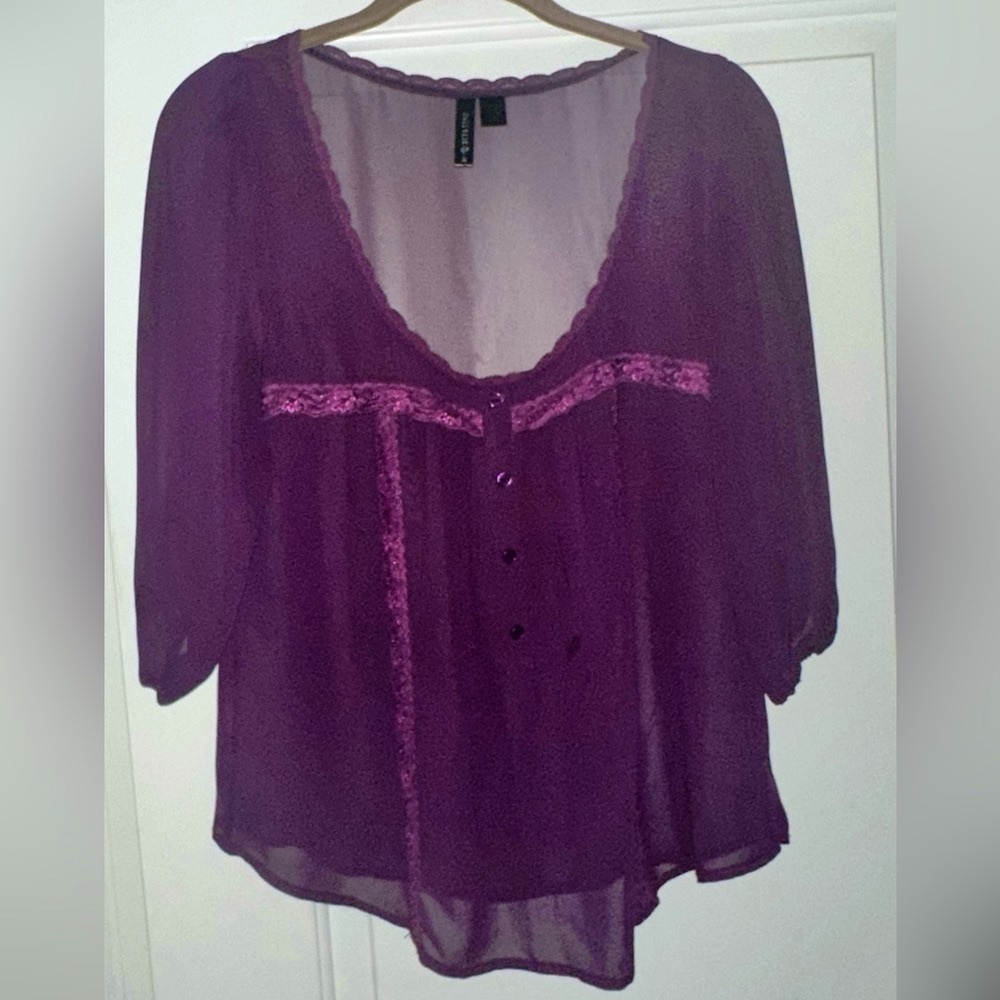 Purple Sheer Lace Blouse